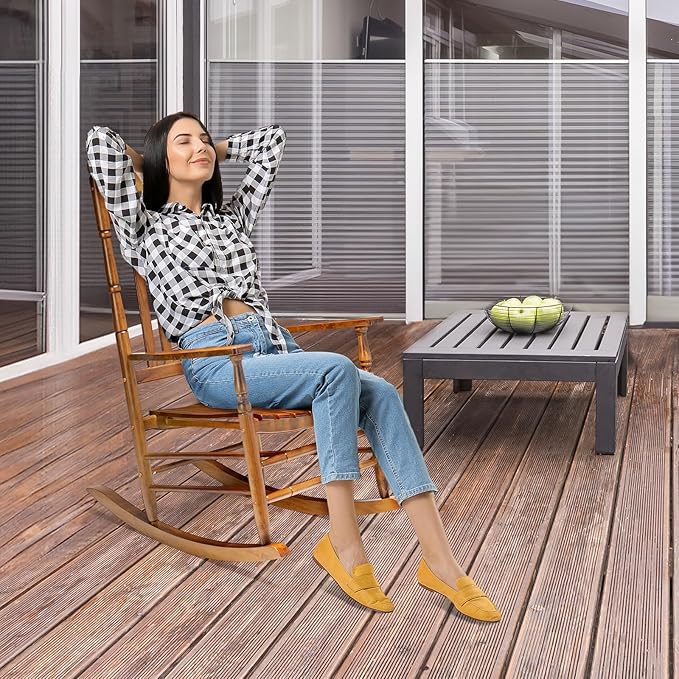 VINGLI Wooden Rocking Chair Outdoor, Patio Rockers