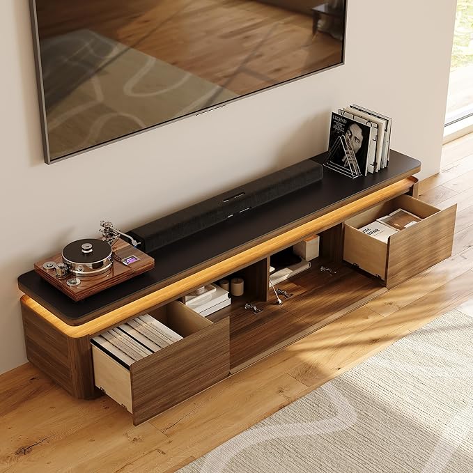 POVISON Fully Assembled 79" Mid-Century Modern TV Stand