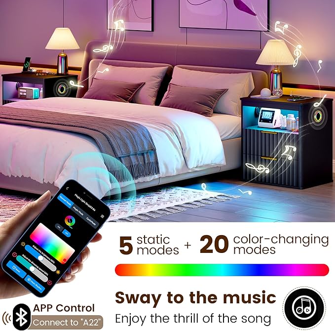 WOOVIVS Modern Nightstand Set of 2