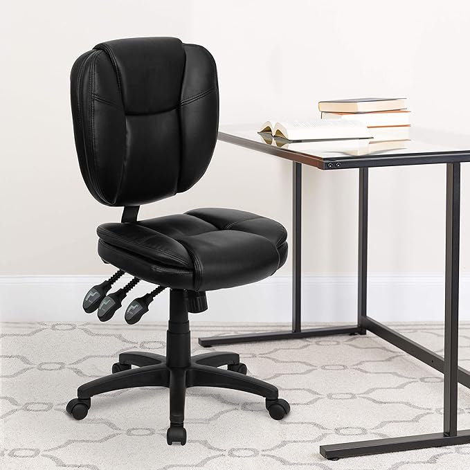 Flash Furniture Caroline Mid-Back Black LeatherSoft Multifunction Swivel
