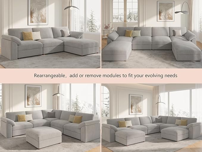 EASE MOOSE Sectional Modular Sofa, Comfty 3 Seat Cloud Couch, FSC Certified