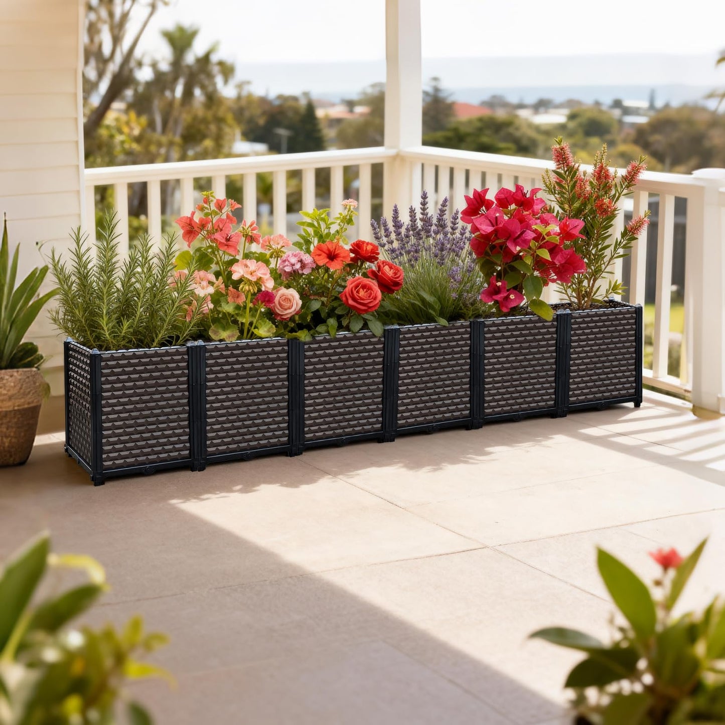 Large Planters for Outdoor Plants - Deepened 20" H, Raised Beds for Gardening Self Watering, Elevated Planter Box with Legs, Rectangular Garden Planters for Outdoor Plants Flowers, 94.4"L x 15.7"W