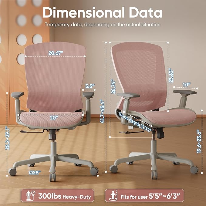 ELABEST Mesh Office Chair, Ergonomic Computer Desk Chair, Sturdy Task Chair-