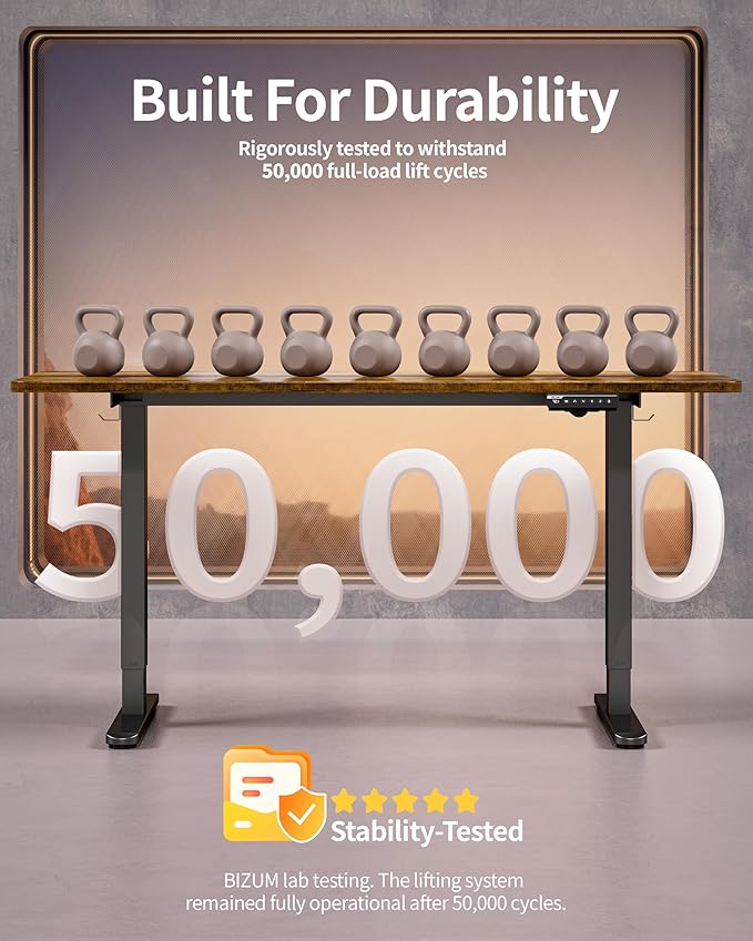 BIZUM Electric Standing Desk 60 x 24 Inch Computer Desk-Gaming Desk Rustic
