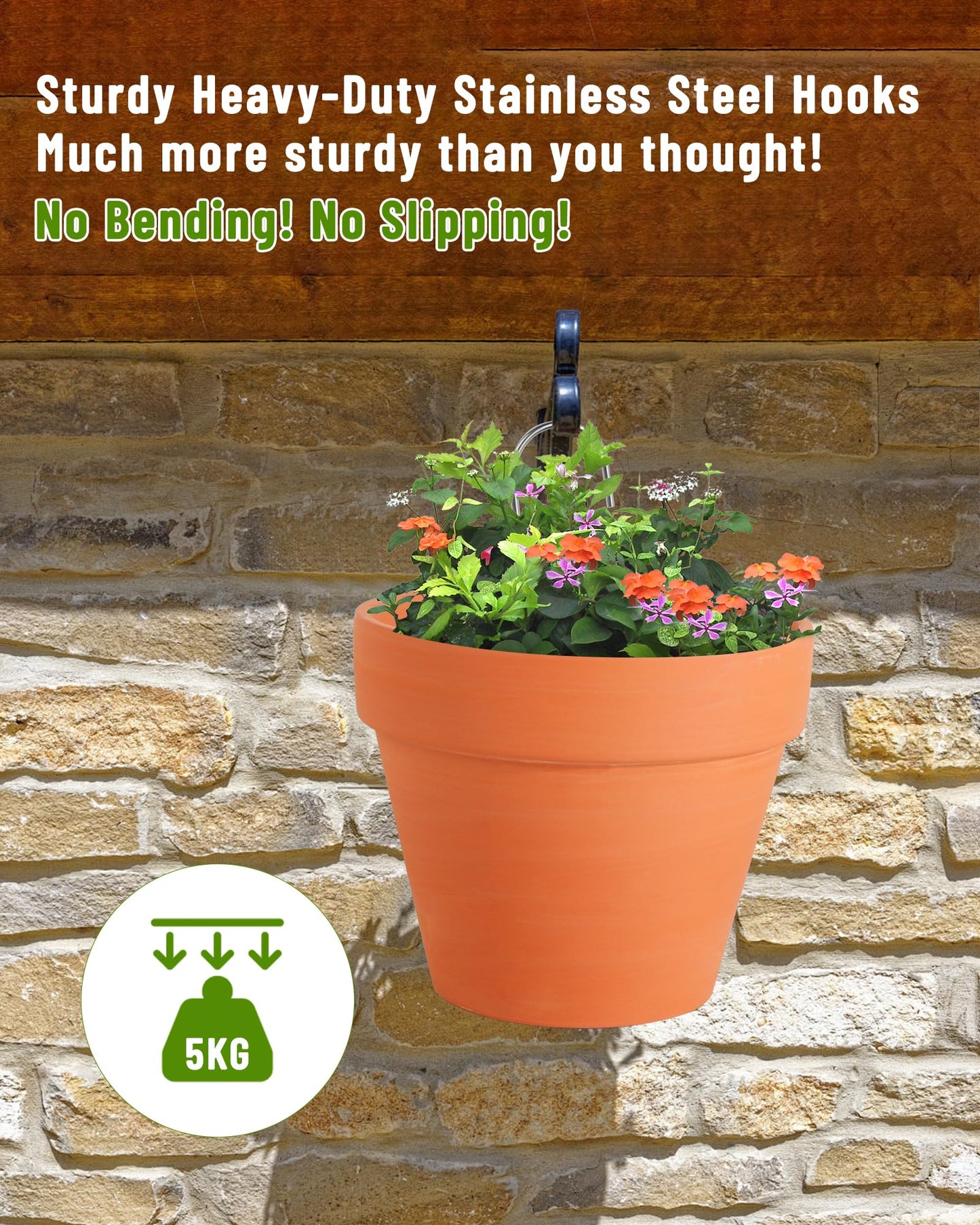 20 Packs Terracotta Pots Hanger Hooks,Sturdy Thick Stainless Steel Plant Hanger,Flower Pot Holders for Clay Pots,Wall and Fence Mounted Plant Hanging Holder for Terra Cotta Pot(Vertical Hang,20Pack)