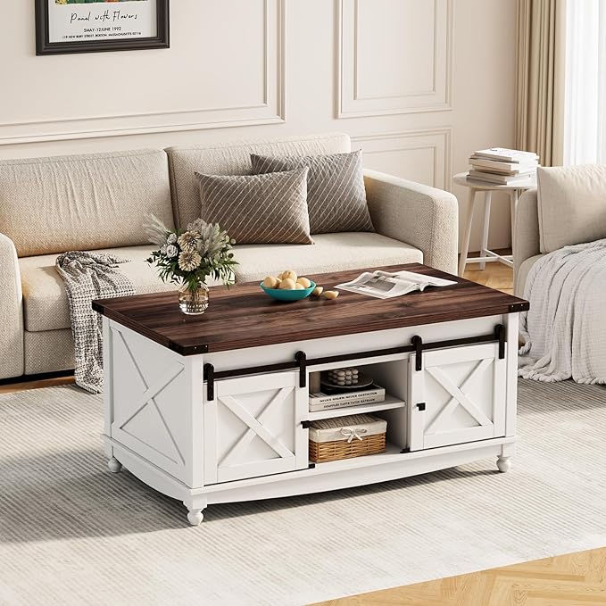 ALLSTAND 48" Farmhouse Lift Top Coffee Table
