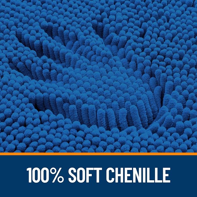 OLANLY Small Bathroom Rugs 24x16, Soft Absorbent Chenille Bath Rugs, Rubber Backing Quick Dry, Machine Washable Bath Mats for Bathroom Floor, Tub and Shower, Home Decor Accessories, Deep Navy Blue