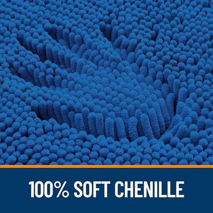 OLANLY Bathroom Rugs 35x24, Extra Soft Absorbent Chenille Bath Rugs, Rubber Backing Quick Dry, Machine Washable Bath Mats for Bathroom Floor, Tub and Shower, Home Decor Accessories, Deep Navy Blue