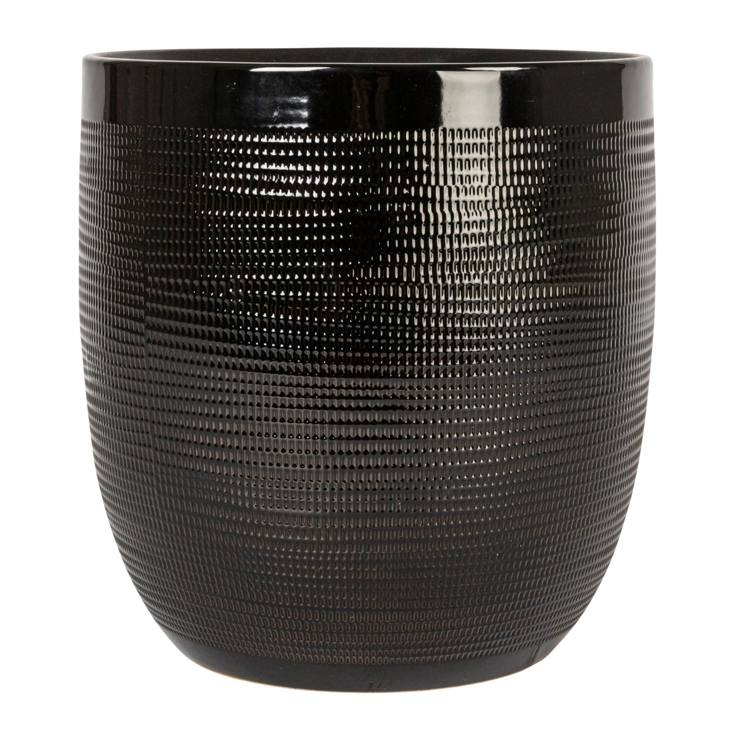 Creative Co-Op Embossed Textured Stoneware Planter, Matte Black