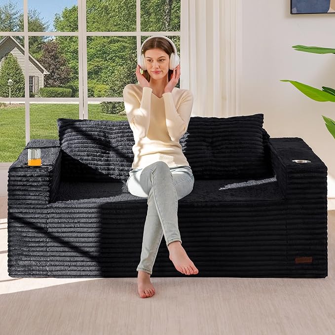 MAXYOYO 63" Boneless Loveseat Sofa Couch