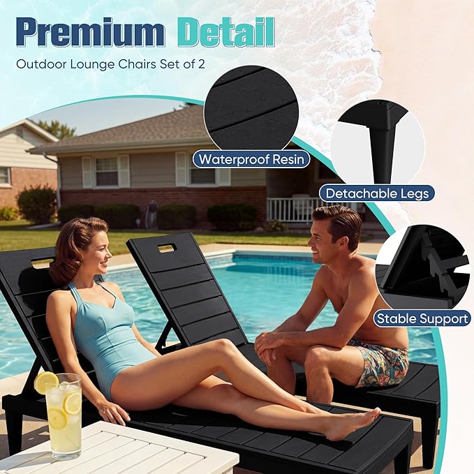 Devoko Outdoor Chaise Lounge Chair Set of 2