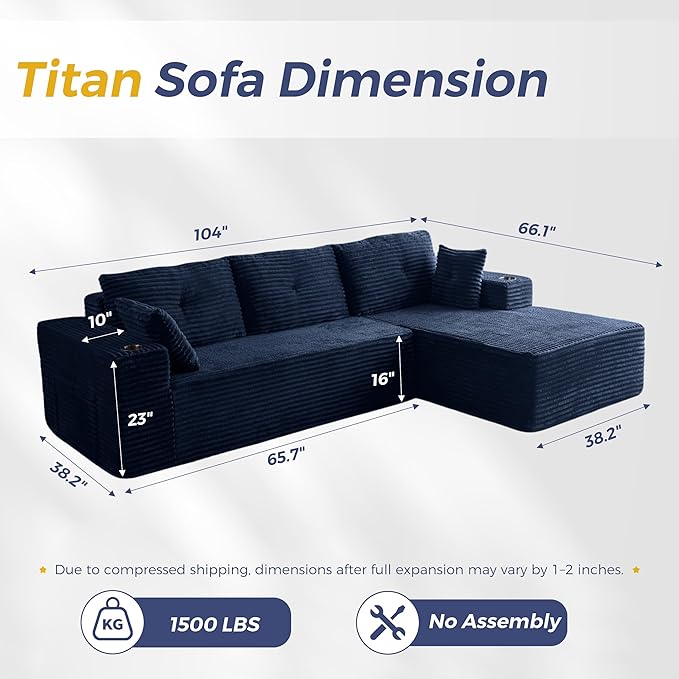 MAXYOYO 104" Modular Sectional Couch