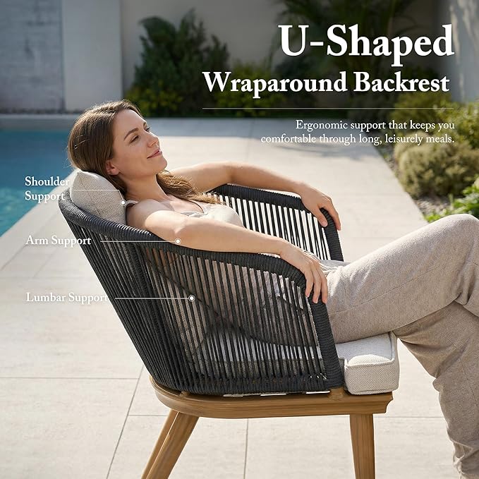PURPLE LEAF Patio Dining Chair Set Modern Wicker Outdoor Furniture Seating