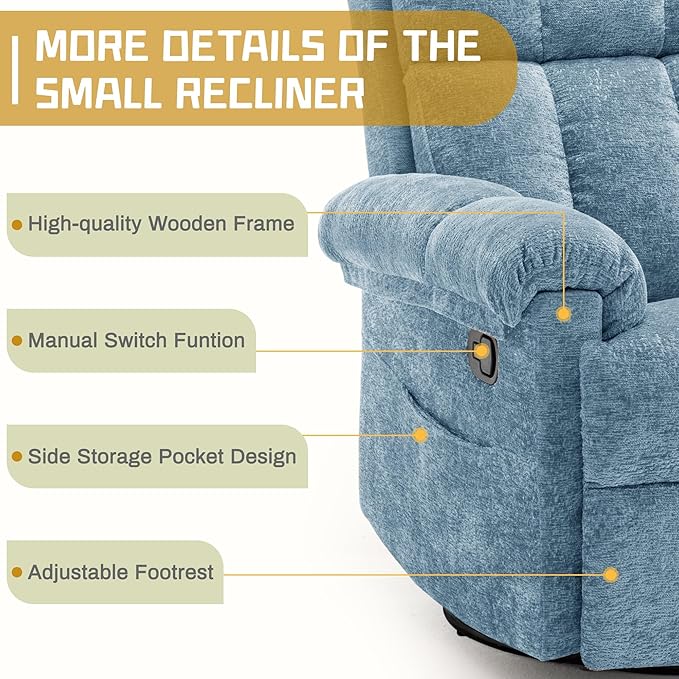 Korser Recliner Chair, Swivel Rocker Recliner Chair