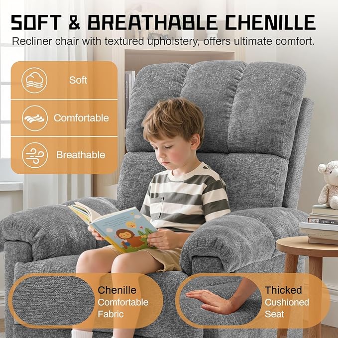Korser Recliner Chair, Swivel Rocker Recliner Chair