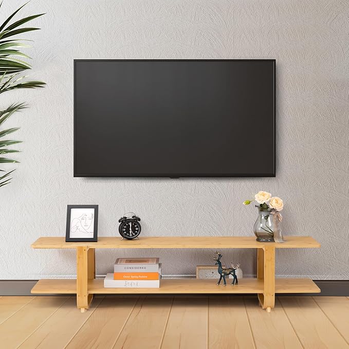 HollyHOME Bamboo TV Stand with Storage