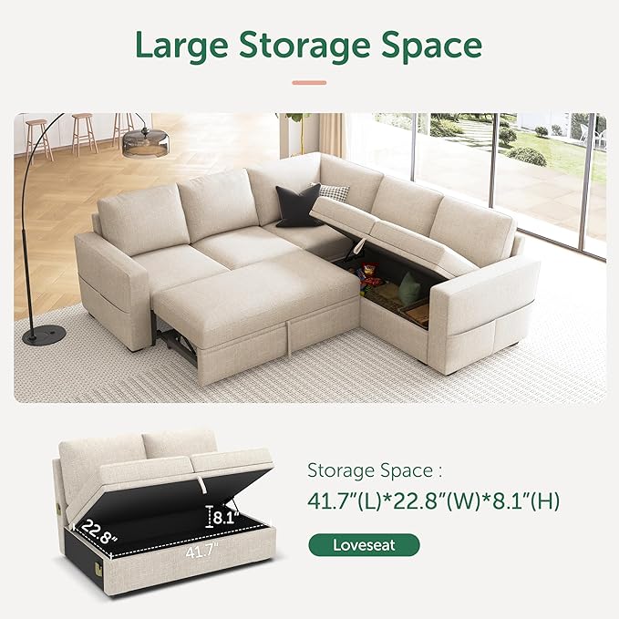 HONBAY Modular Sectional Sleeper Sofa