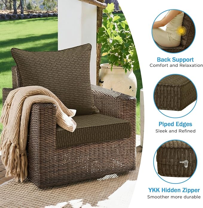 Sunbrella Outdoor Deep Seat & Back Cushion Set, 24 x 24 Inch Water Repellent