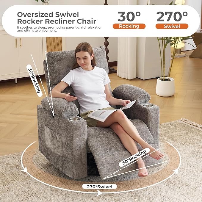 Oversized Power Recliner Chair Swivel Glider