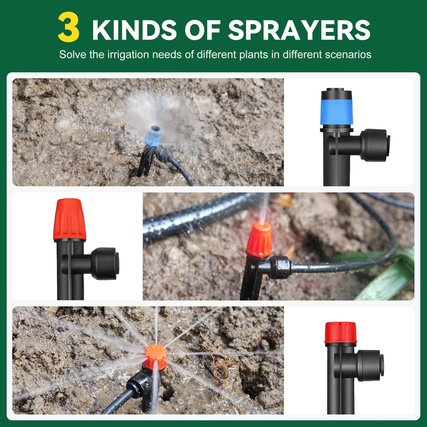 Drip Irrigation System for Garden, 2026-Upgraded Quick Connect Garden Watering Kit All-in-One with 1/2 inch 1/4 inch Irrigation Tubing for Garden, Lawn, Greenhouse, Raised Beds (233FT)