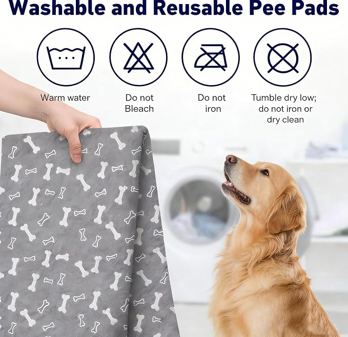 Puppy Pads with Pheromones, Washable Pee Pads for Dogs Potty Training, Reusable Dog Mat with Pet Hair Removal Gloves for Playpen, Crate, Whelping Box (Green,L)