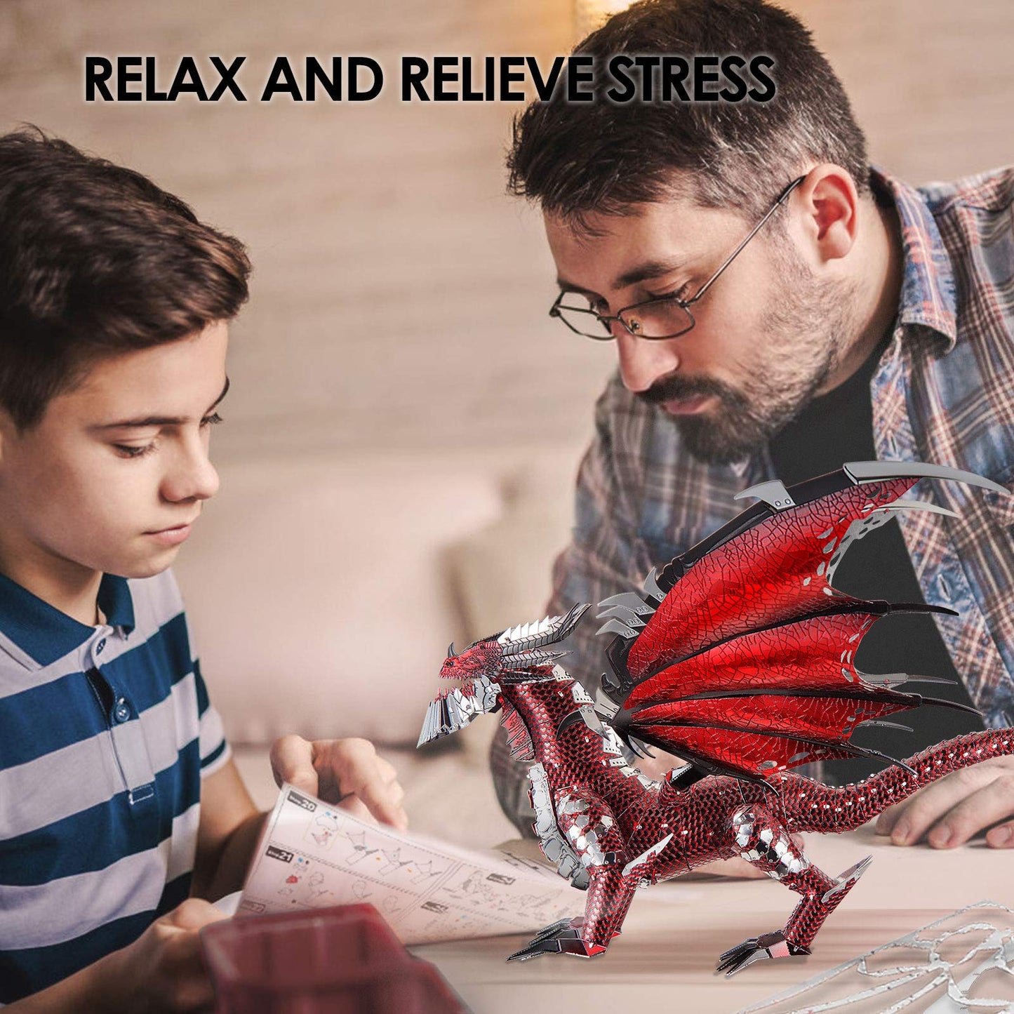 Piececool Black Dragon King 3D Metal Model Building Kits with DIY Tools Set, Challenging 3D Metal Puzzles for Family Time, Great Christmas Birthday New Year Gifts