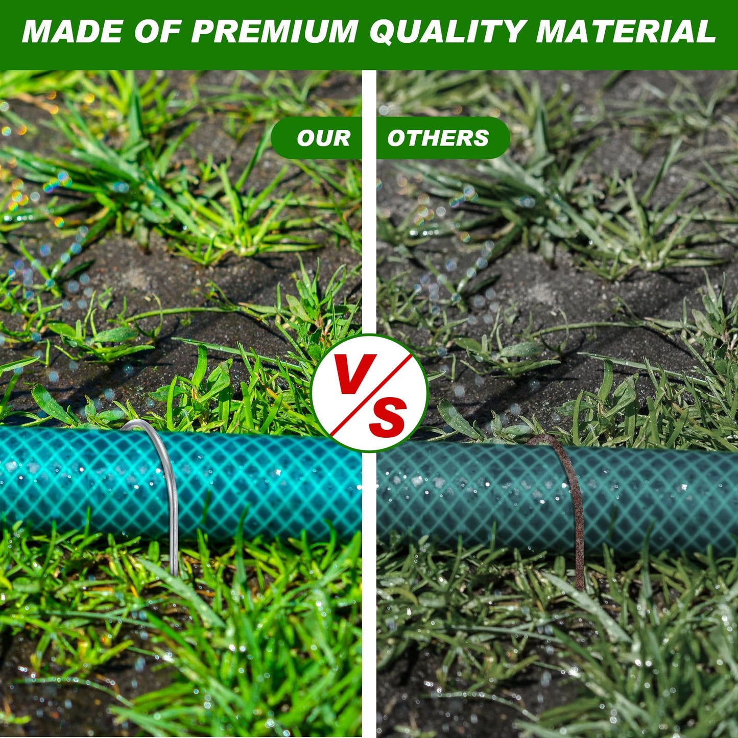 Tandefio 100 Packs Drip Irrigation Tubing Stakes 6 Inch Garden Pins Landscape Staples Securing Pegs Galvanized Lawn Yard U Pegs for Hose, Chicken Wire, Weed Barrier Fabric, Dog Fence