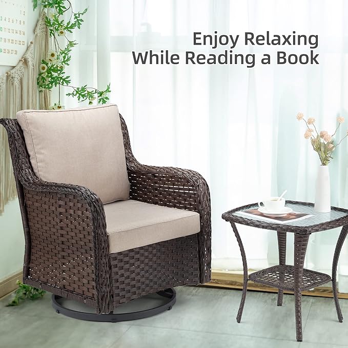 Towallmark Outdoor Swivel Wicker Glider Patio Chairs