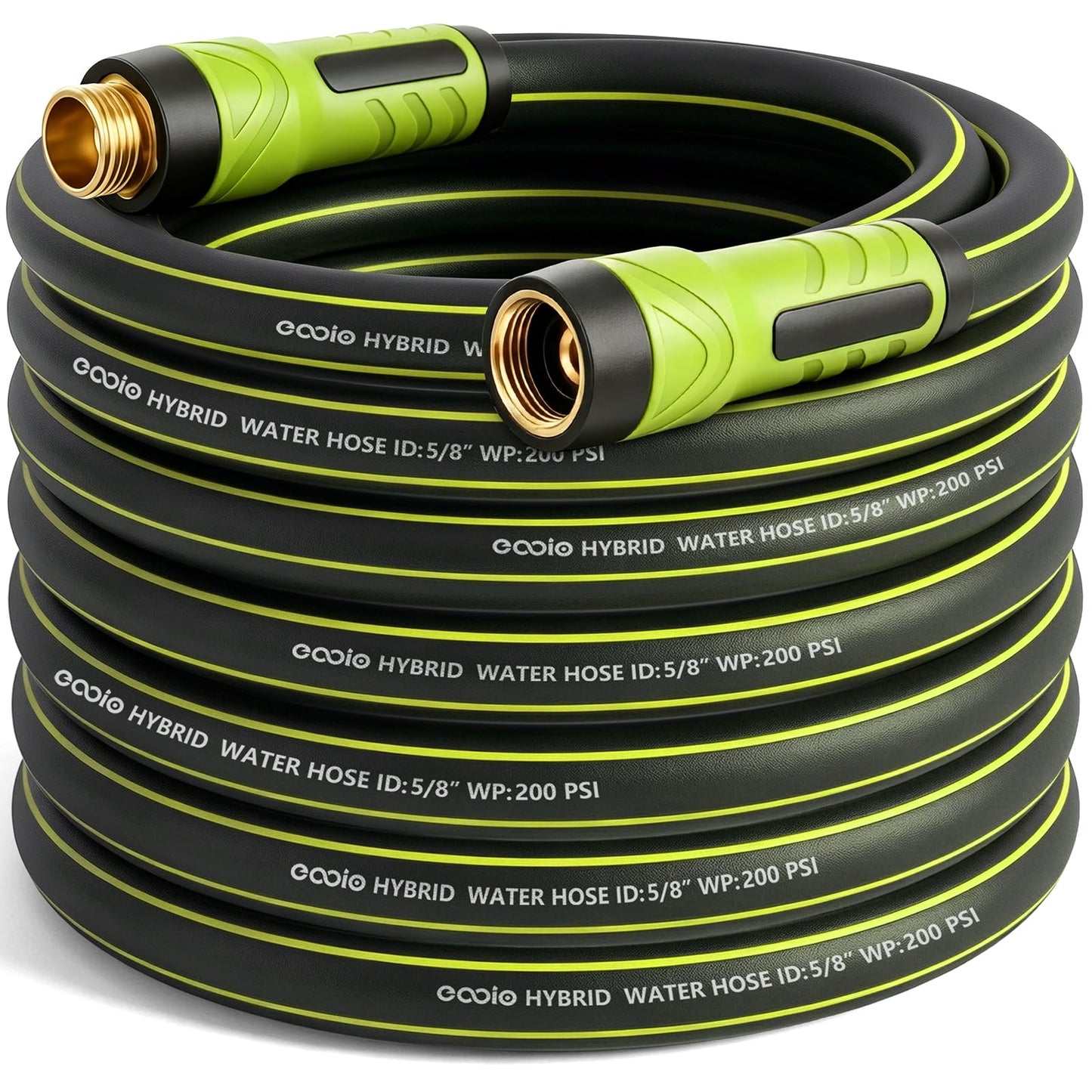Garden Hose 50ft x 5/8", Heavy Duty Water Hose, Flexible and Durable, Kink Resistant Lightweight Hybrid Hose, Leakproof Yard Hose with Male to Female Fittings