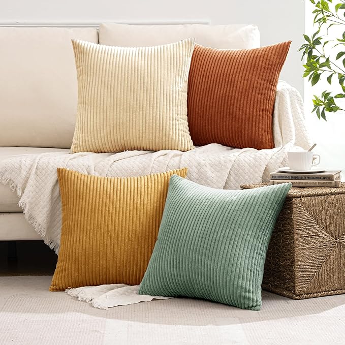 MIULEE Boho Farmhouse Throw Pillow Covers 18x18 Inch Set of 4 Summer Modern