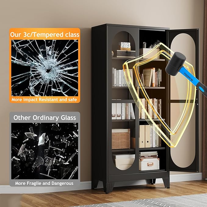 PAOFIN 71" H Locking Display Cabinet