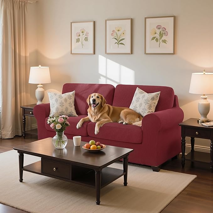 SUBRTEX 3 Pieces Stretch Sofa Slipcover Sets Couch Cover Sets Backrest Cushion