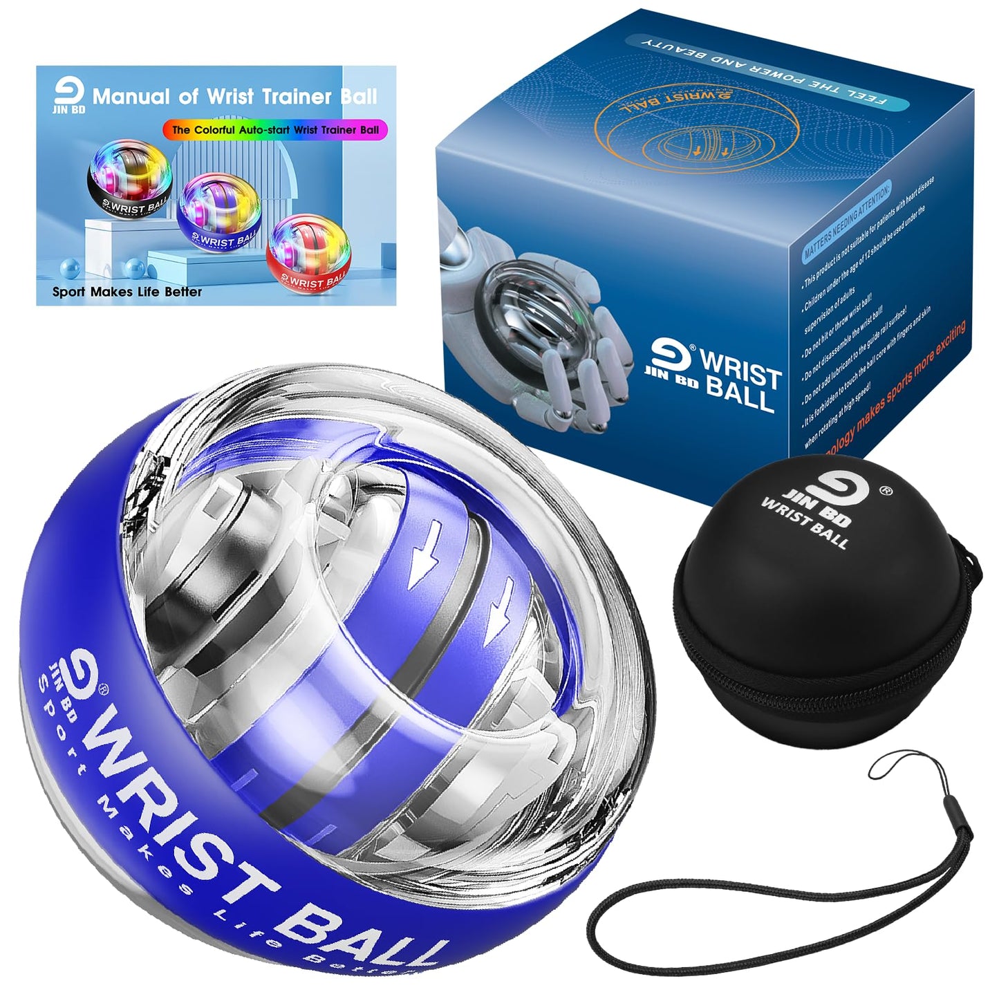 Wrist Trainer Ball Auto-Start Gyroscopic Forearm Exerciser Gyro Ball for Strengthen Arms, Fingers, Bones and Muscles