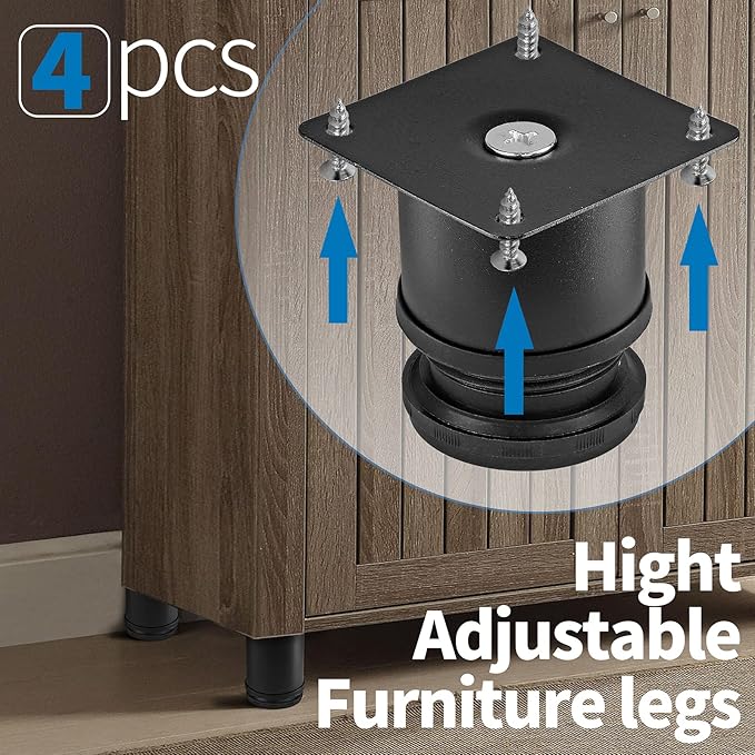 2.5 Inch Metal Furniture Legs Stainless Steel Adjustable Legs Black Metal Legs