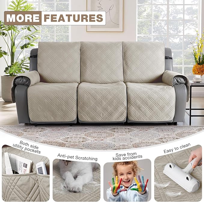 TAOCOCO 100% Waterproof Recliner Sofa Covers 3 Seater Split Couch Covers