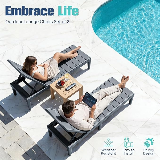 Devoko Outdoor Chaise Lounge Chair Set of 2