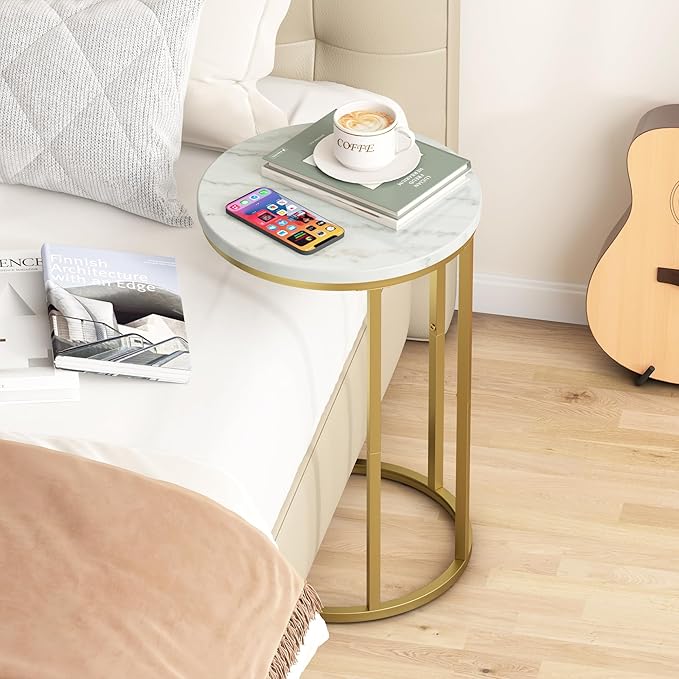Function Home C Table End Table, Marble C Shaped Sofa Side Table, Couch Tables