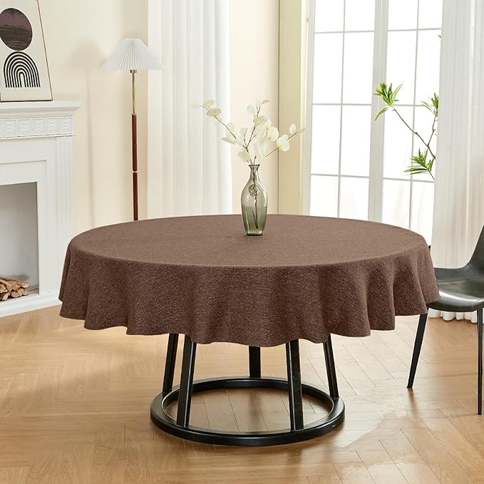 BALCONY & FALCON Round Tablecloth Washable Wrinkle Resistant and Water Proof