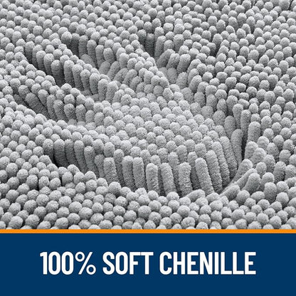 OLANLY Toilet Rugs U-Shaped 24x24, Extra Soft Absorbent Chenille Contour Bathroom Rugs for Toilet, Dry Quickly, Machine Washable, Non-Slip Bath Mat, Light Grey