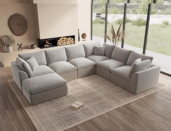 ohllob Oversized Cloud Couches for Living Room, Boneless Sectional Couch