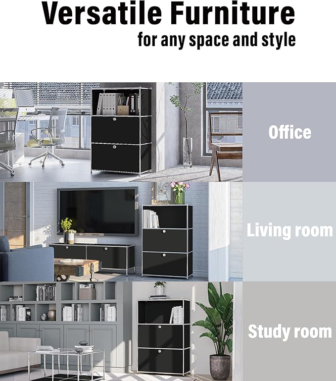Metal Shelf with 2 Flap Doors, Large Capacity Cabinet, DIY Modern Home