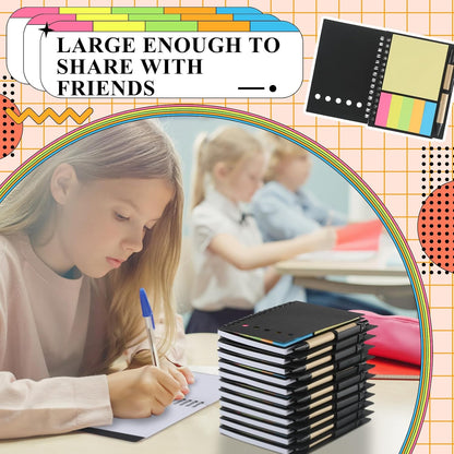 Qilery 100 Pack Lined Spiral Notebook Small Notepad and Pen Set Steno Pads Lined Notepad Black Pocket Notebook for Business Office School Supplies