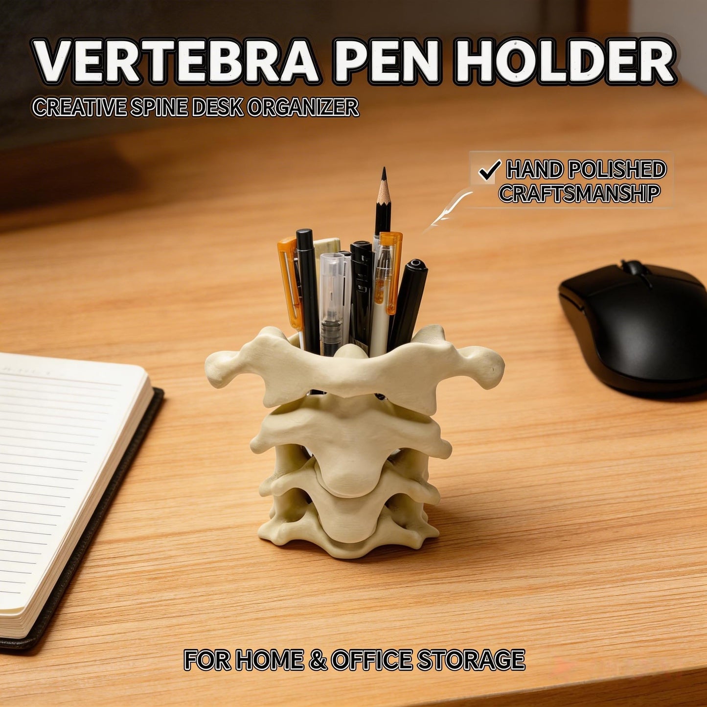 gekoaoo Spine Pen Holder for Desk, Unique Pencil Holder Desk Organizers, Office Supplies Decorations Gift for Doctors, Nurses, Chiropractors