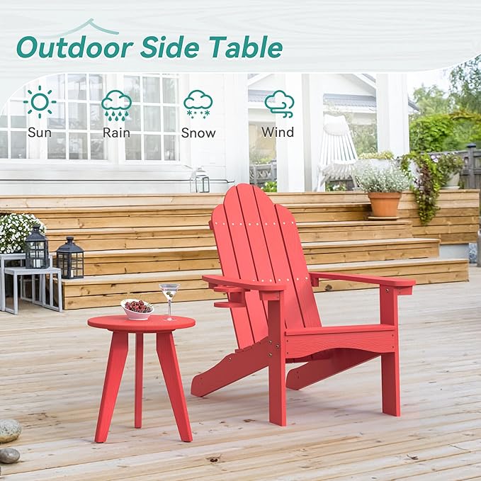 HDPS Outdoor Side Table, Small Round Side Table Weather-Resistant, Outdoor Side