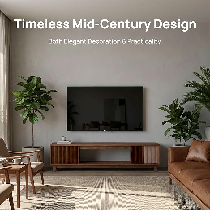 Alpen Fluted TV Stands for Living Room, Wood Television Media Cabinet for