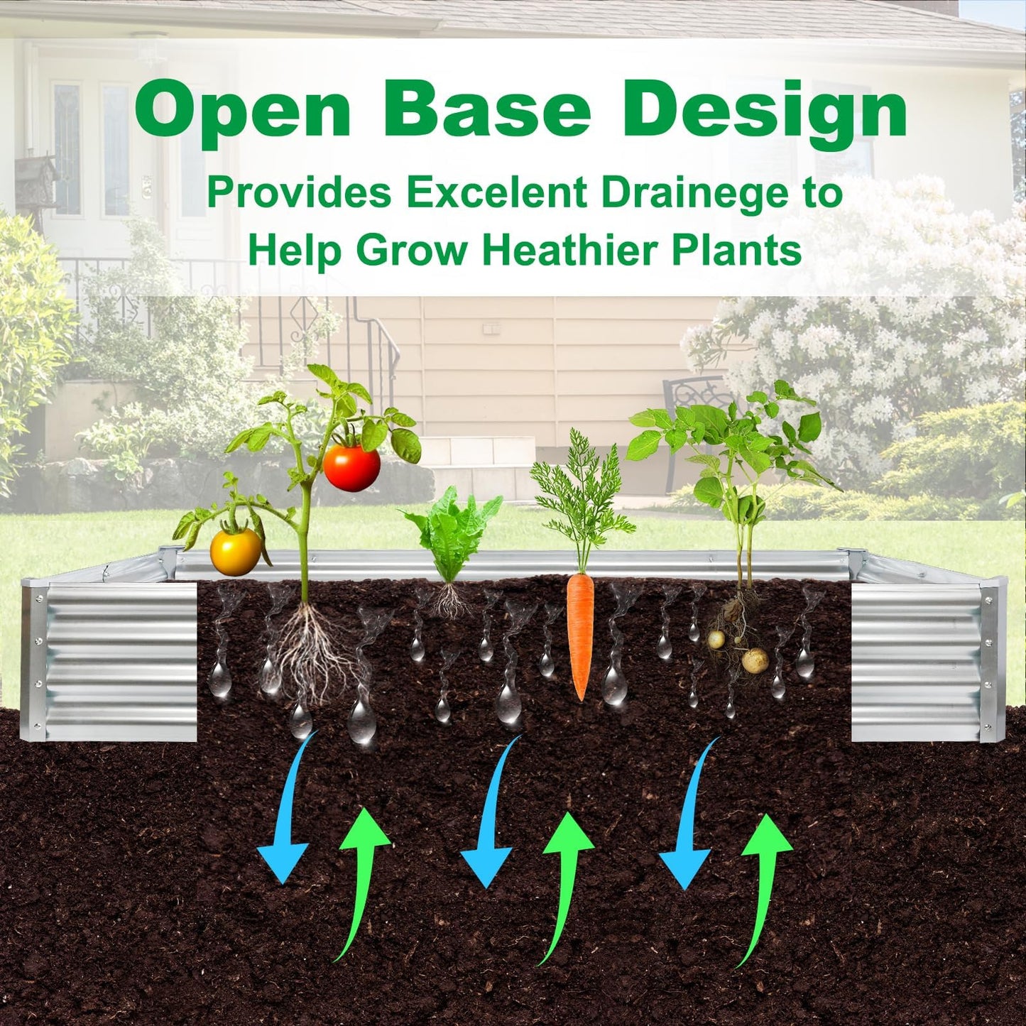 JERIA 6×3×1ft Raised Garden Bed with Support Rods,Galvanized Raised Garden Bed Kit Outdoor Metal Gardening Planter Box for Vegetable, Fruits, Flower