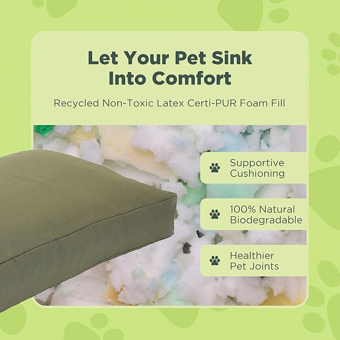 Medium - 36 x 24 x 5 - Shadow Gray Premium Org Hemp Dog Bed - CertiPUR Fill - Removeable Cover