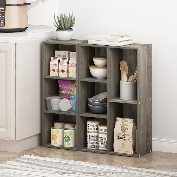 Furinno Luder 5-Cube No Tool Assembly Open Shelf, French Oak