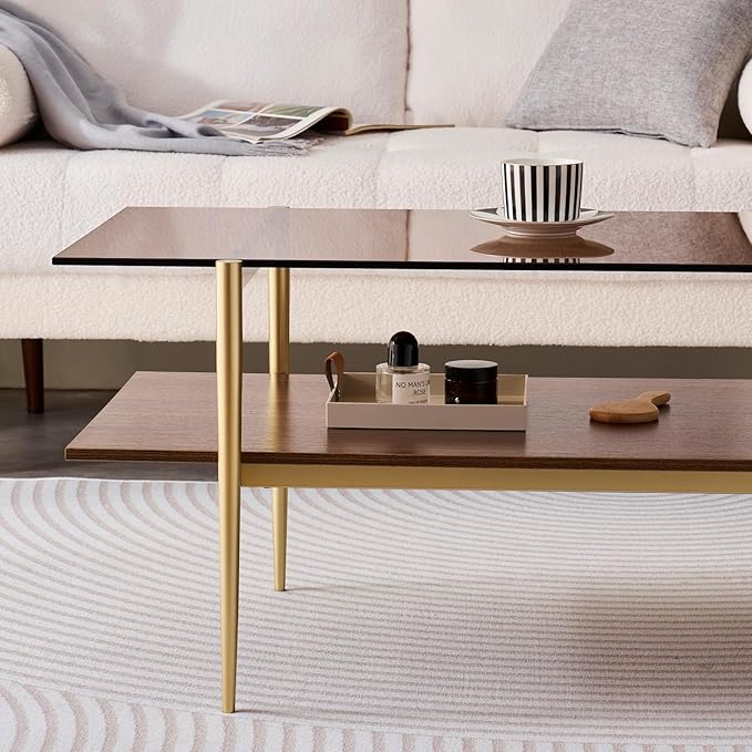 LumFurn Rectangle Coffee Table, Mid-Century Modern Design, L41 W21 x H17