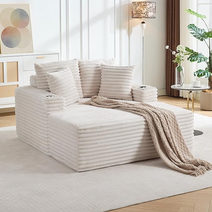 IDEALHOUSE 64" Oversized Chaise Lounge Chair Indoor, Upholstered Boneless Sofa